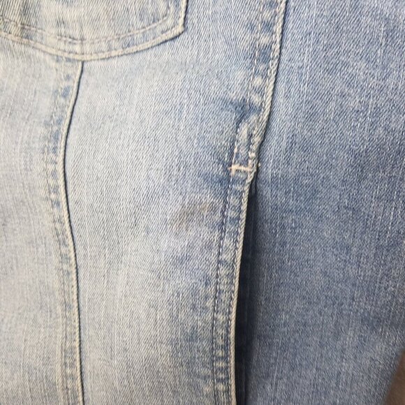 J.Jill Denim Trucker Vest Women L Cotton Blend Wash Blue Distress Pockets - Picture 8 of 13